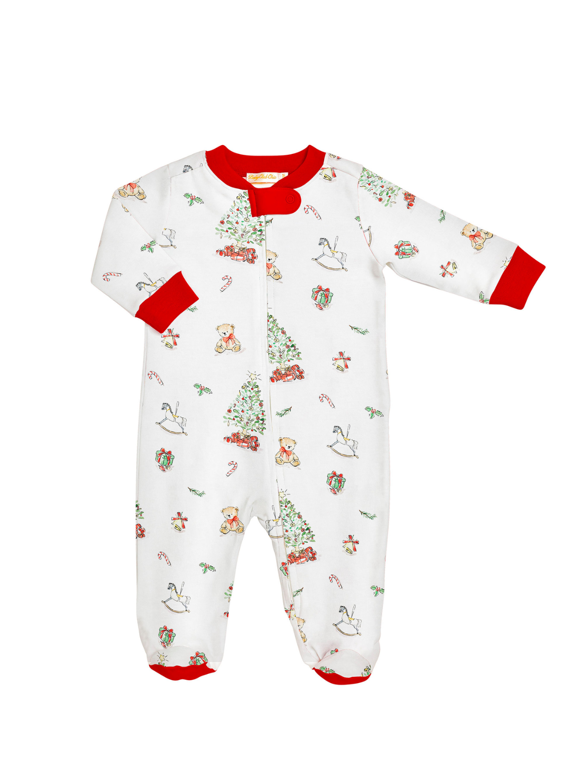 Christmas Tree Zipped Footie Pajamas Baby Club Chic White 0-3M