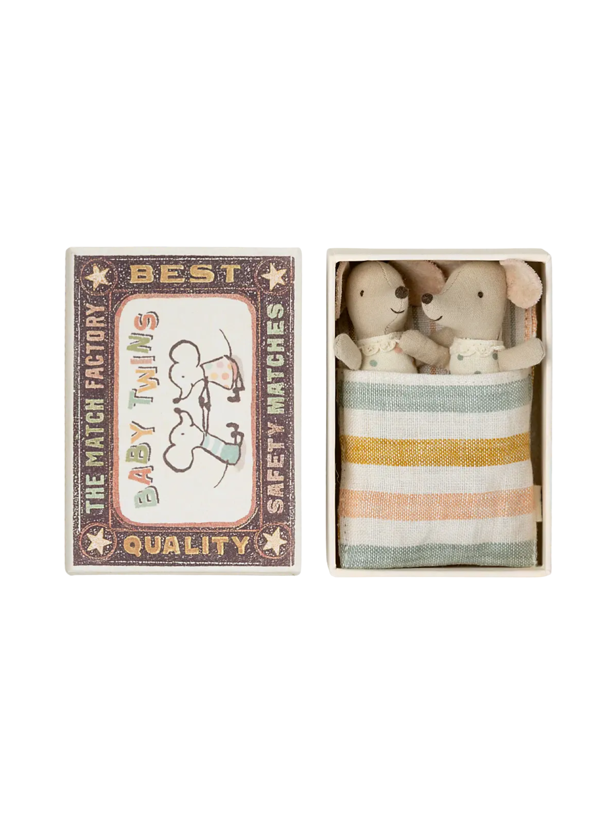 Twins, Baby Mice in Matchbox Pretend Play Maileg