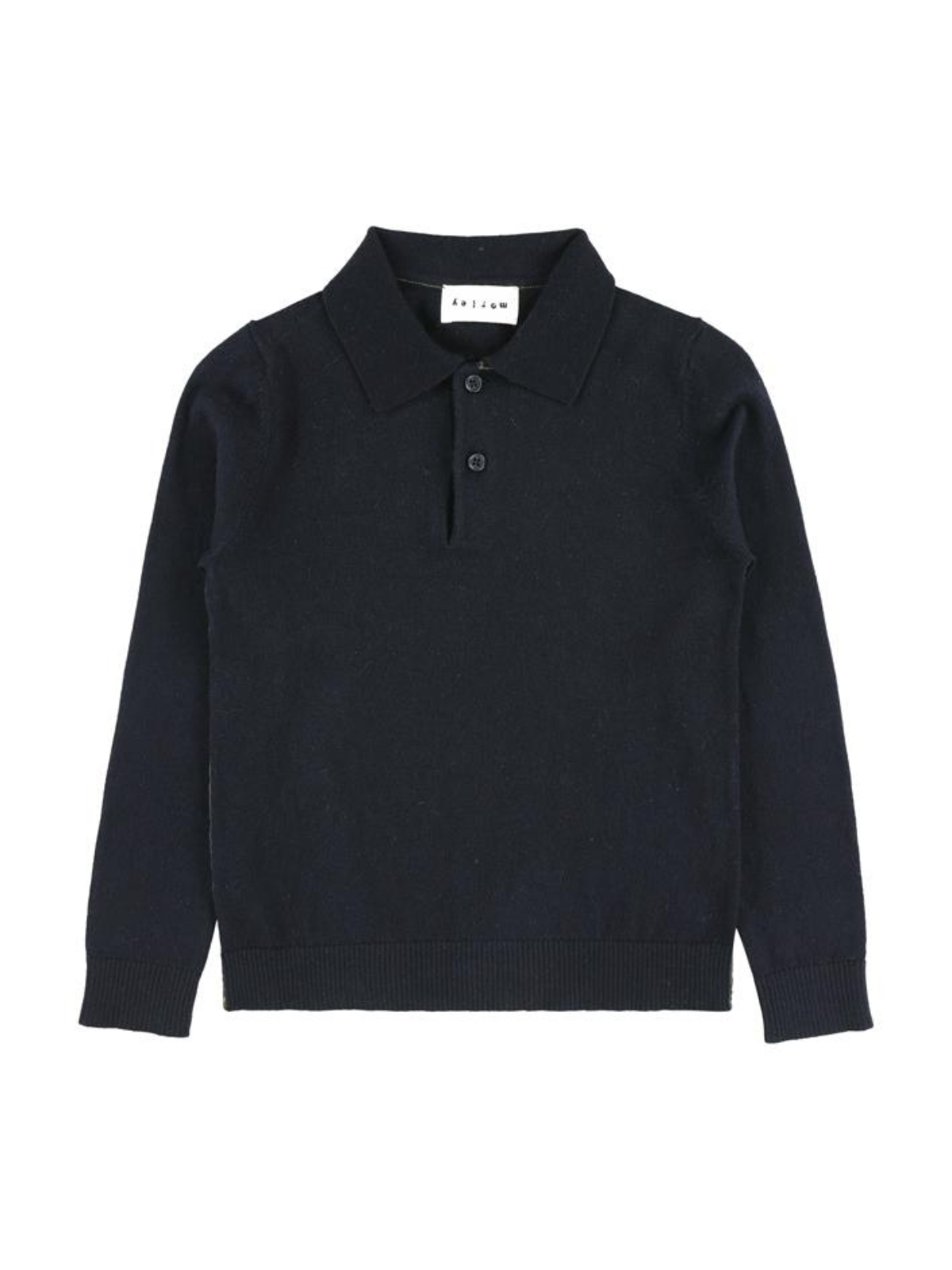 Donato Black Knit Buttonless Long Sleeve Polo With White Stripe Detail –