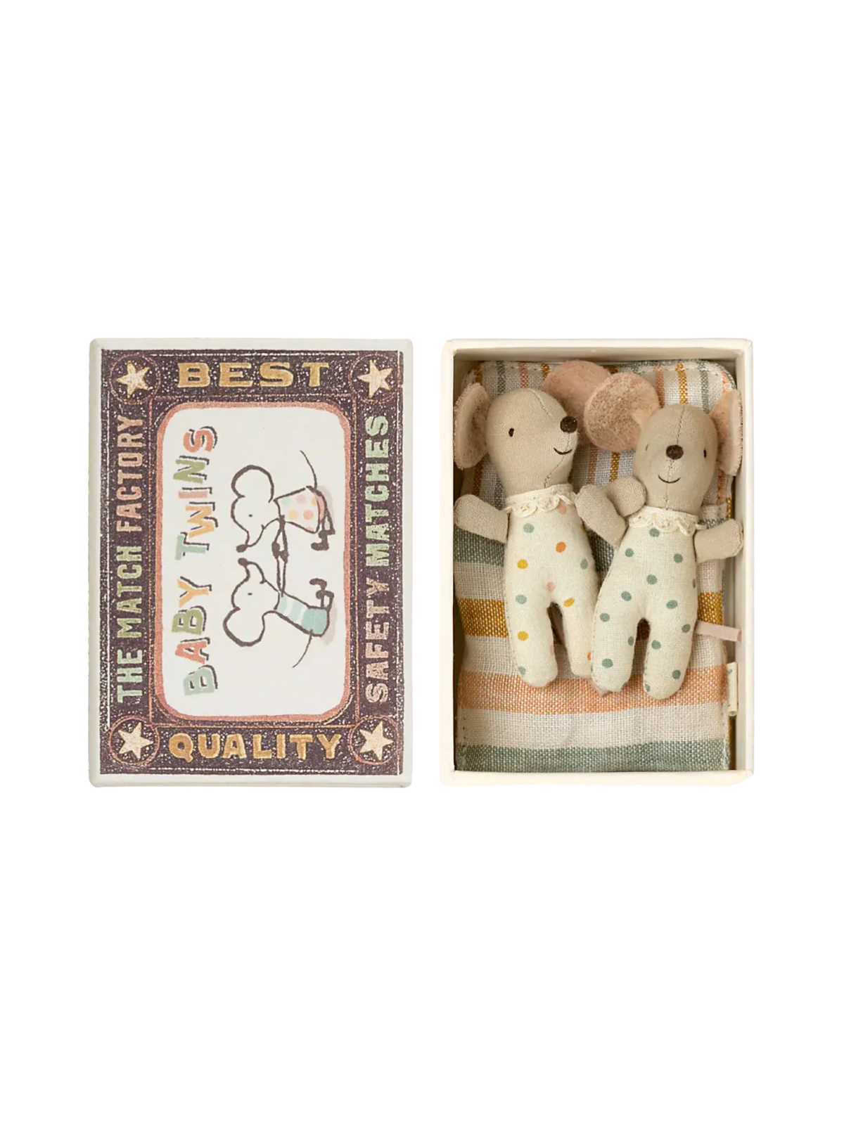 Twins, Baby Mice in Matchbox Pretend Play Maileg