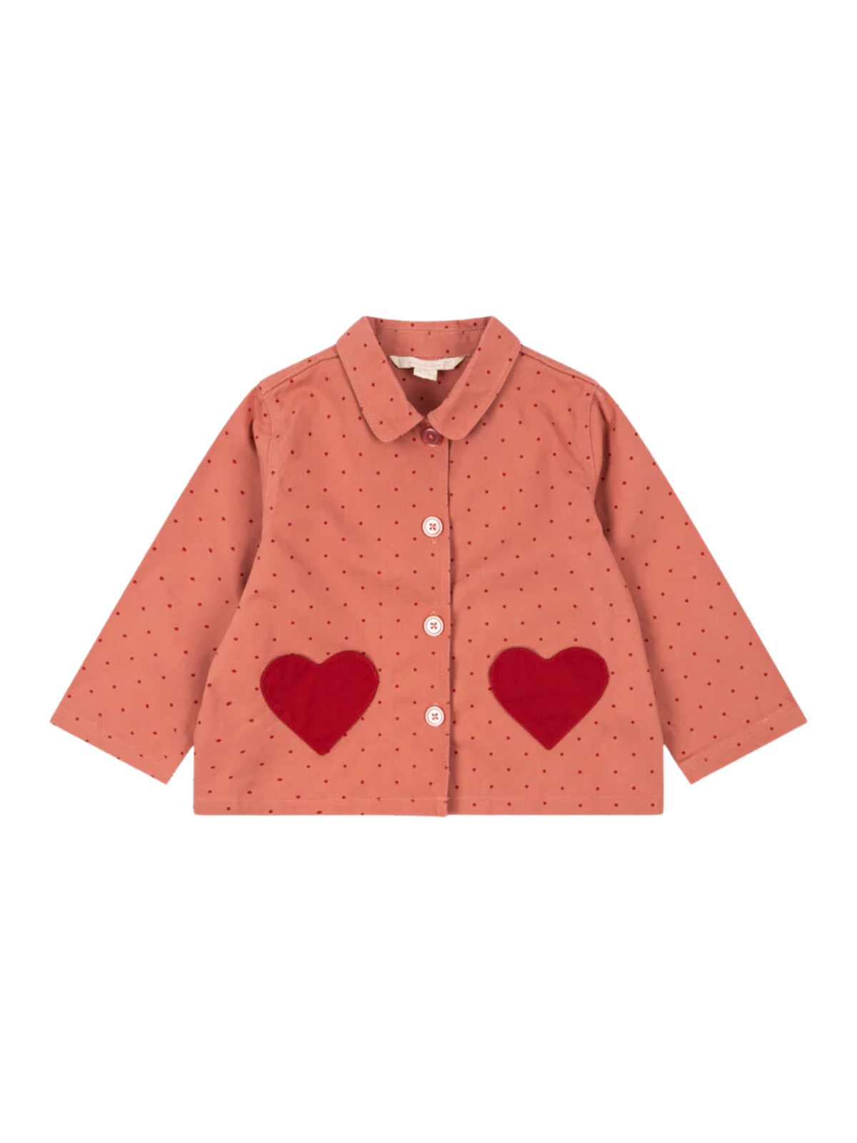 Nola Heart Pocket Shirt Jacket Outerwear Konges Sløjd Mahogany Dot 2Y