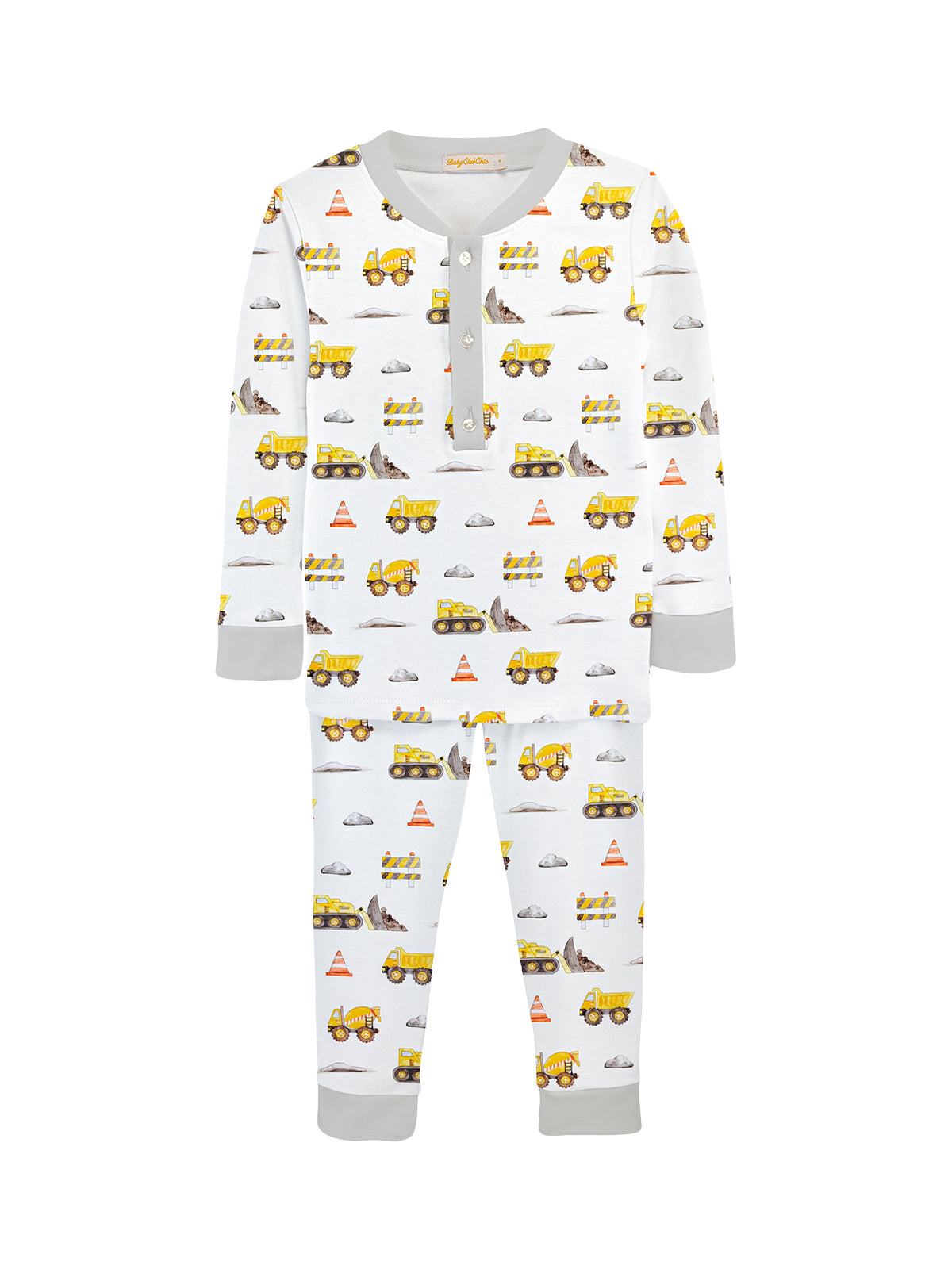 Construction Trucks PJ Set Pajamas Baby Club Chic White 2Y