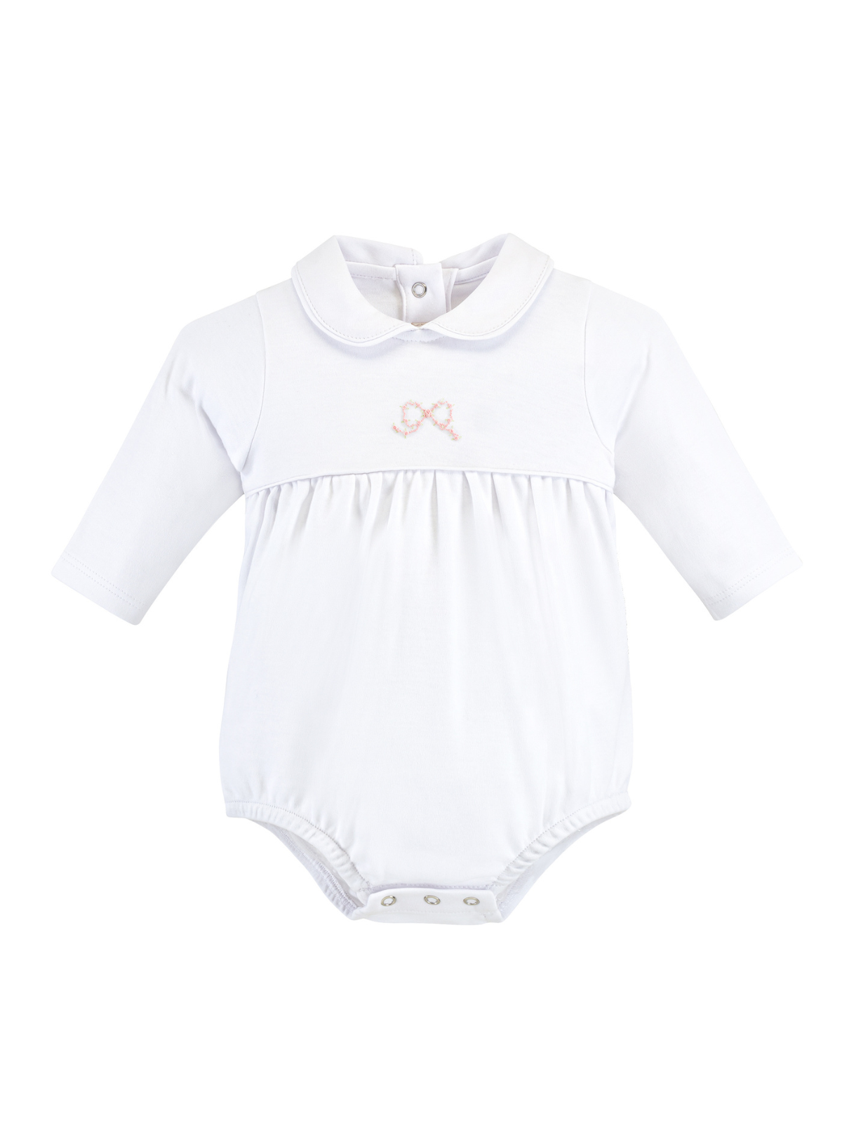 Pretty Bows Long Sleeve Bubble Rompers Baby Club Chic White 0-3M