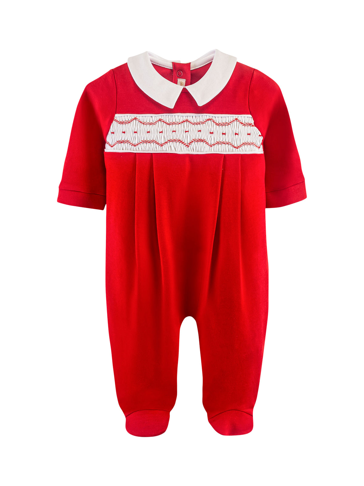Red Embroidered Smocked Footie Rompers Baby Club Chic Red 0-3M