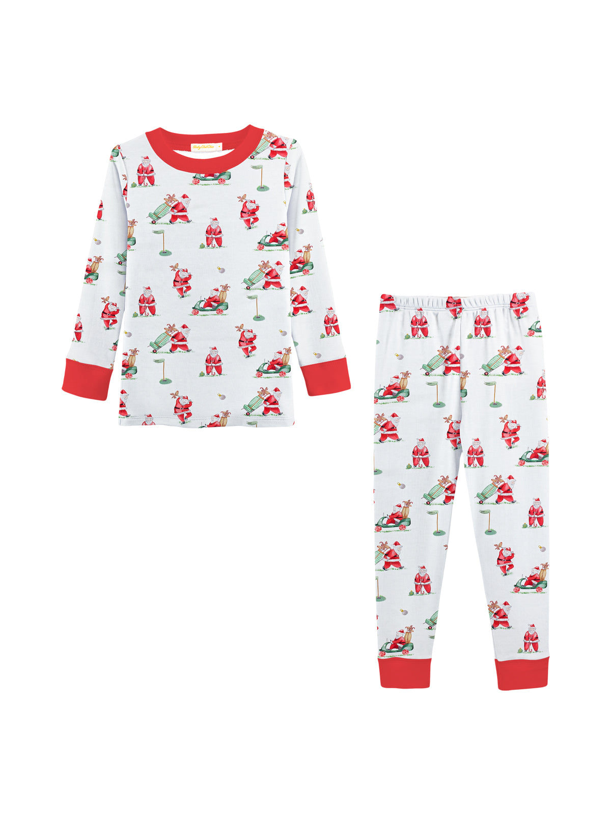 Santa's Golf PJ Set Pajamas Baby Club Chic White 2Y