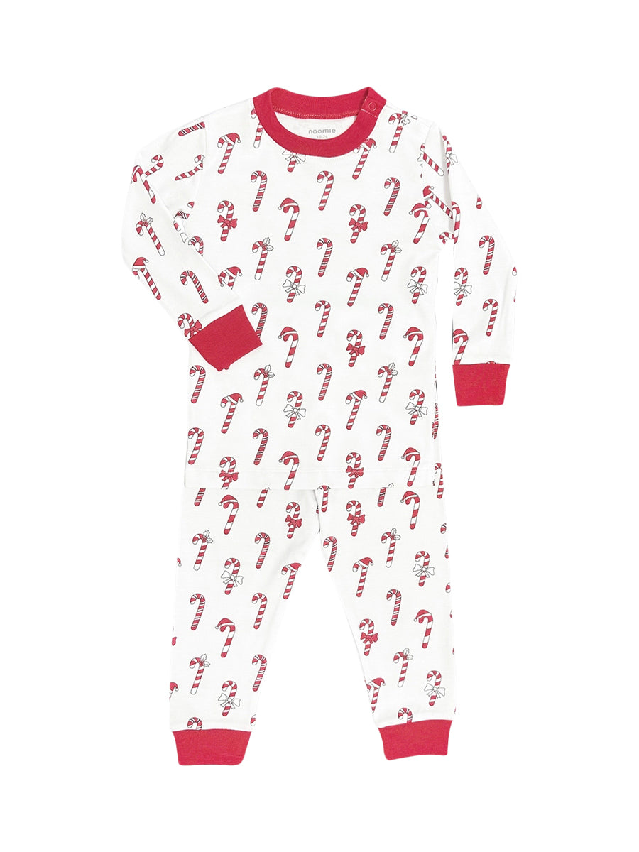 Candy Canes Two Piece PJ Pajamas Baby Noomie White 2T