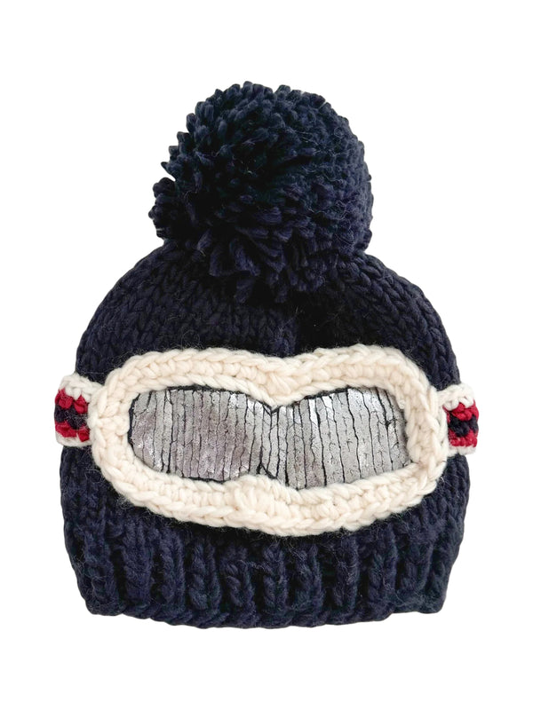 Navy Ski Goggle Hat Hats Blueberry Hill Navy S(6-24M)