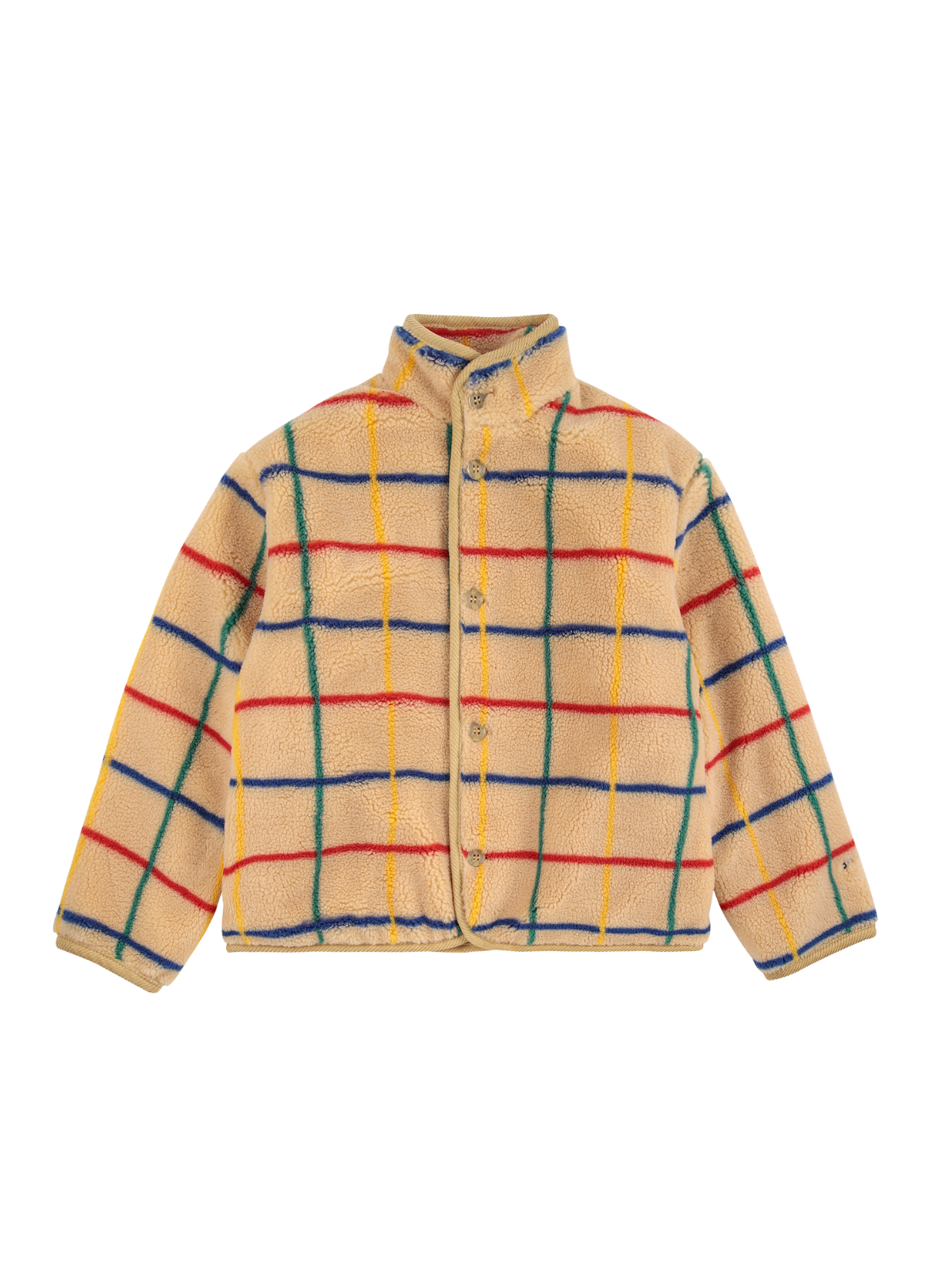 Windowpane Fleece Jacket Outerwear Bobo Choses Beige 2-3Y