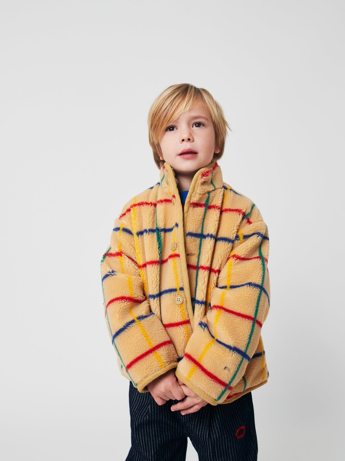 Windowpane Fleece Jacket Outerwear Bobo Choses