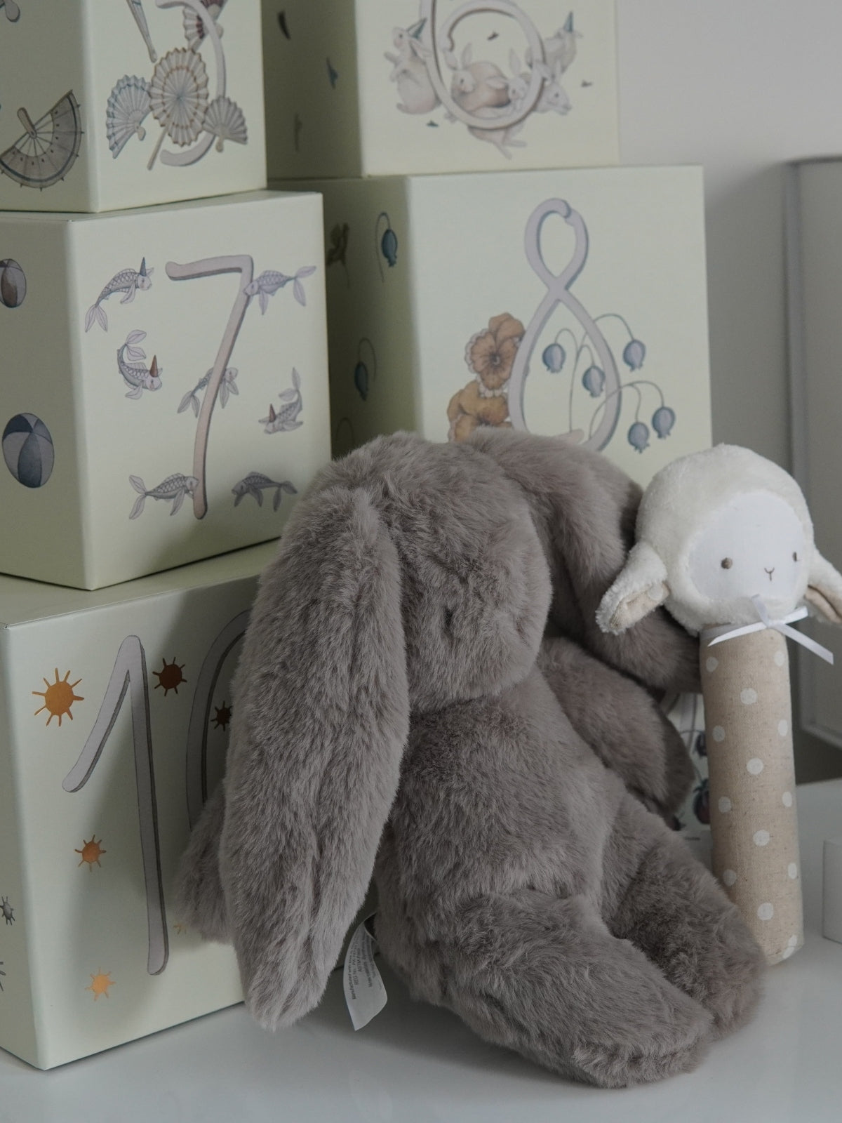 Darcey Sherpa Baby Bunny - Gray Plush Alimrose