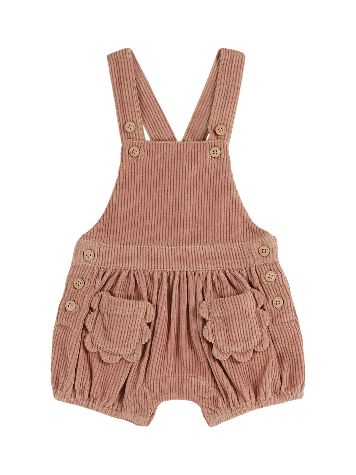 Flower Pocket Corduroy Overalls Pants Emile et Ida Dusty Pink 6M