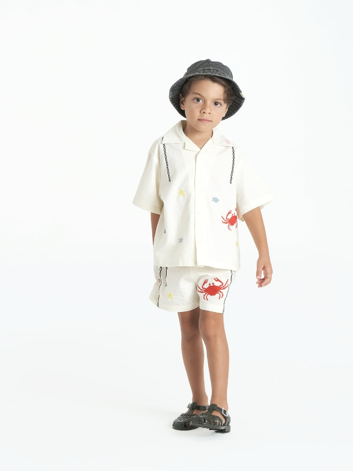 crab and seahorse embroidered set for kids