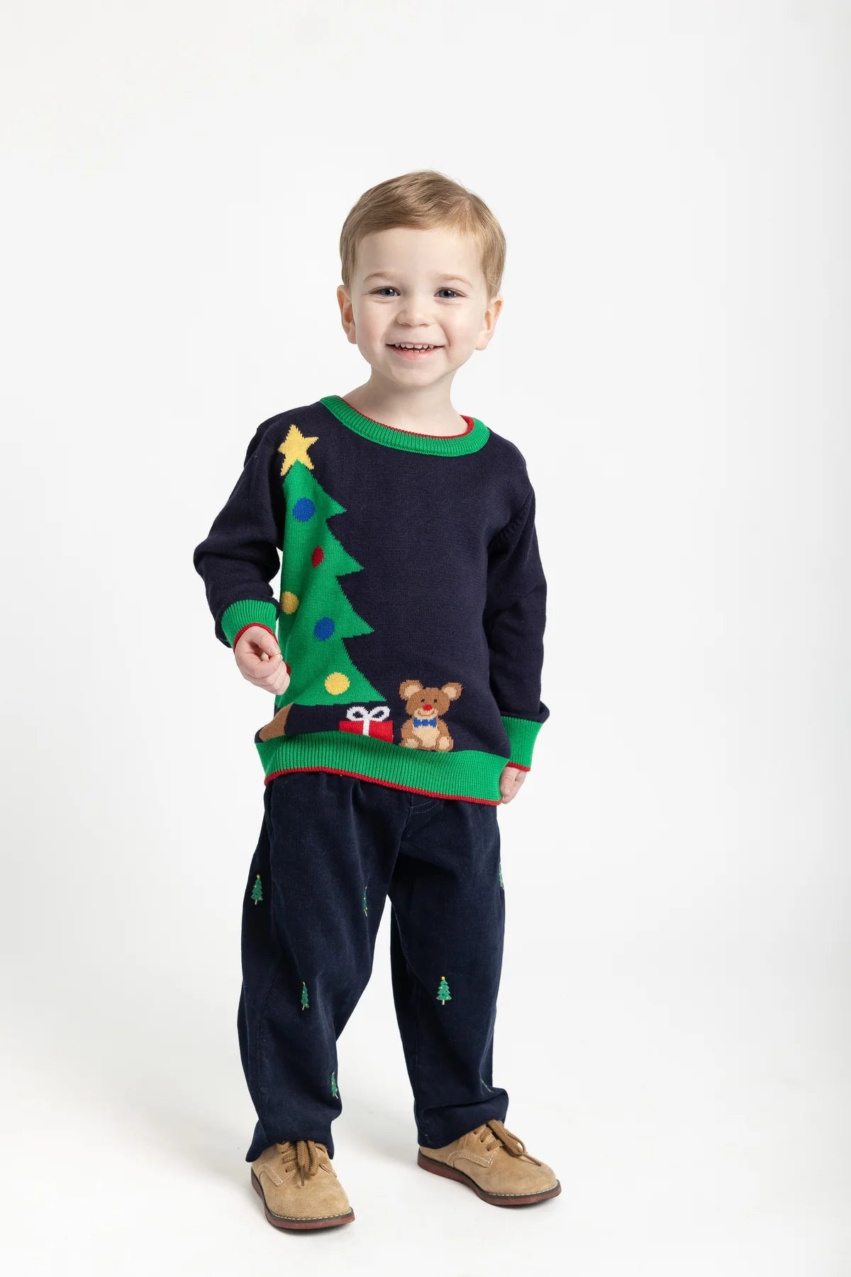 Christmas Tree Embroidered Corduroy Pants Pants Florence Eiseman