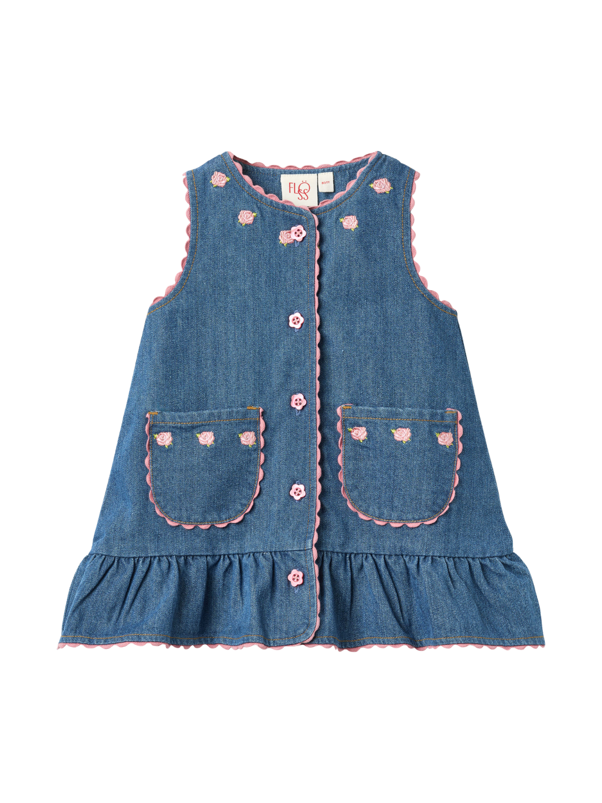 Monique Embroidered Denim Dress