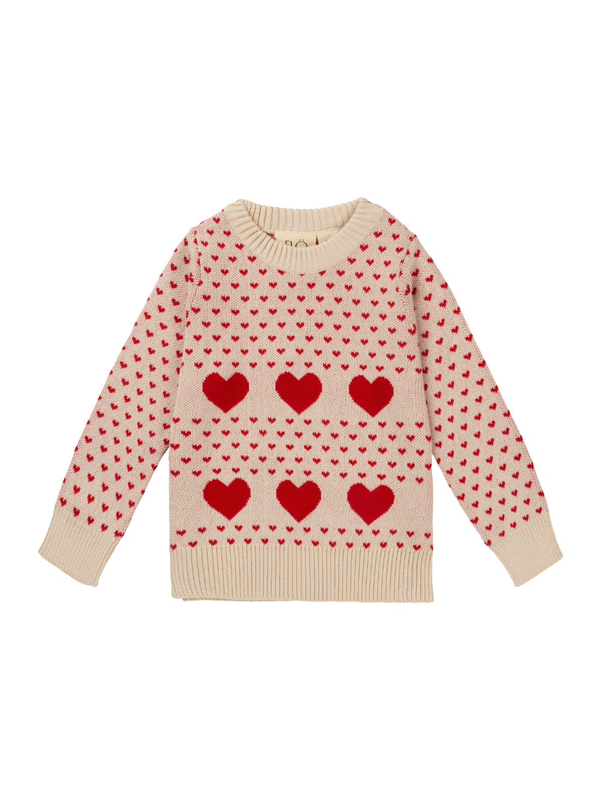 Zoe Heart Sweater Sweaters Flöss Ivory 2Y
