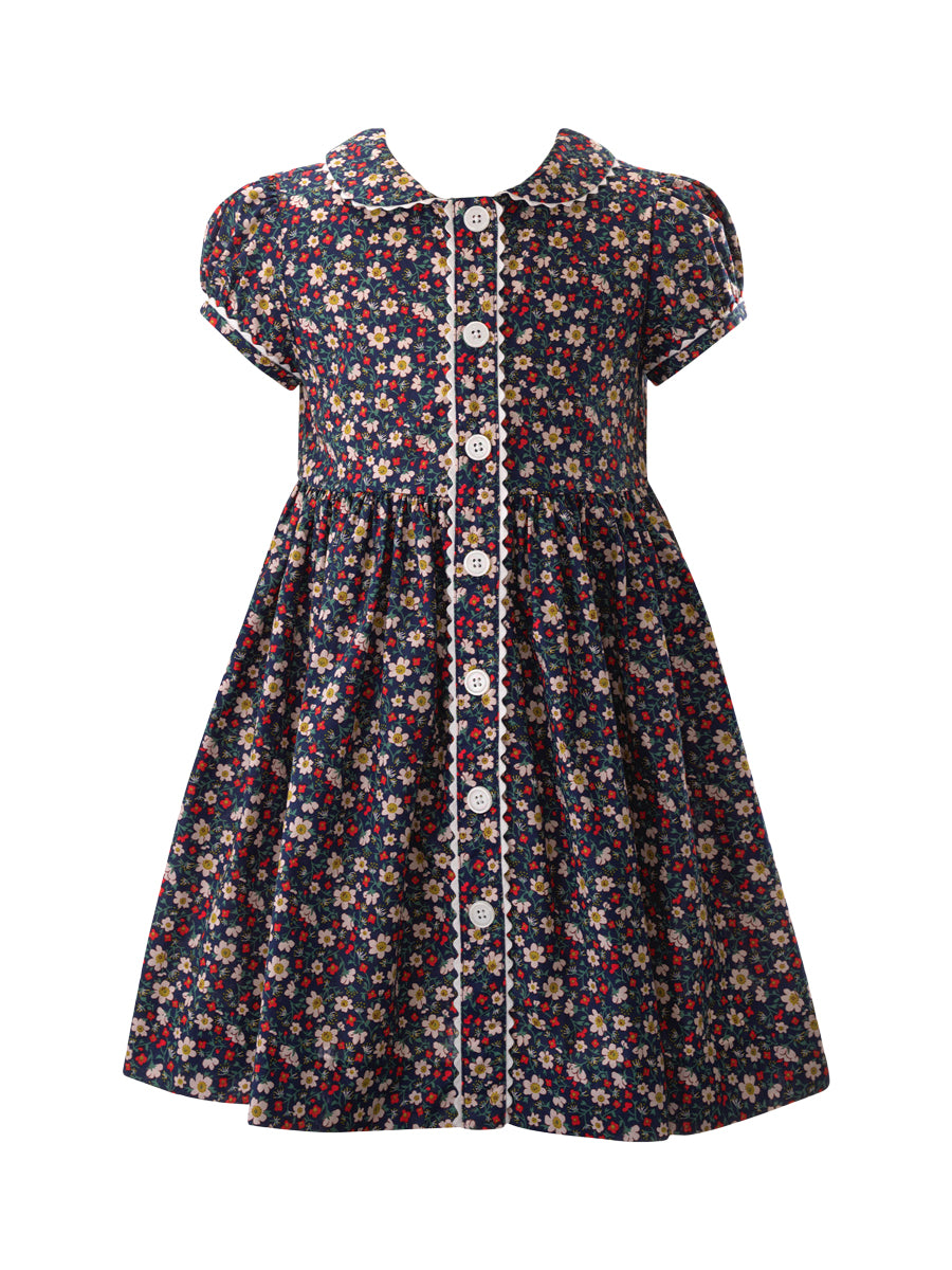 Poppy Button Front Dress Dresses Rachel Riley Poppy Floral 2Y