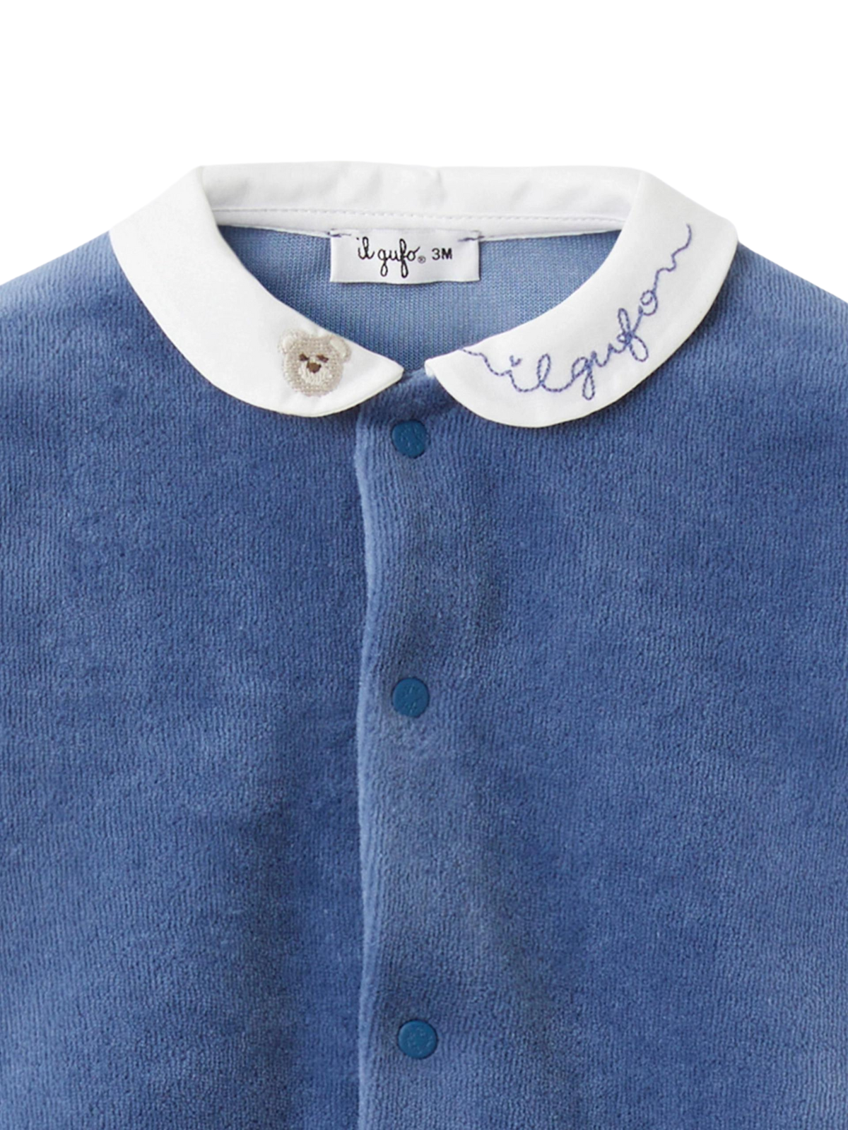 Velour Two Piece Baby Set with Embroidery Sets Il Gufo
