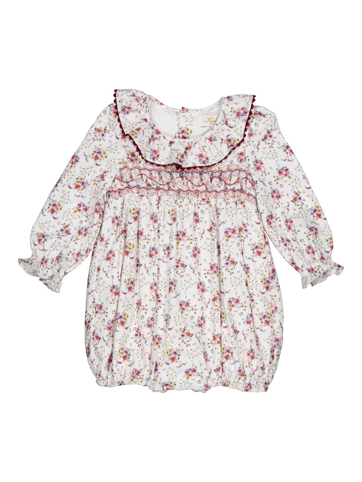 Anthea Winter Bouquet Smocked Romper Rompers Kidiwi Winter Bouquet 3M