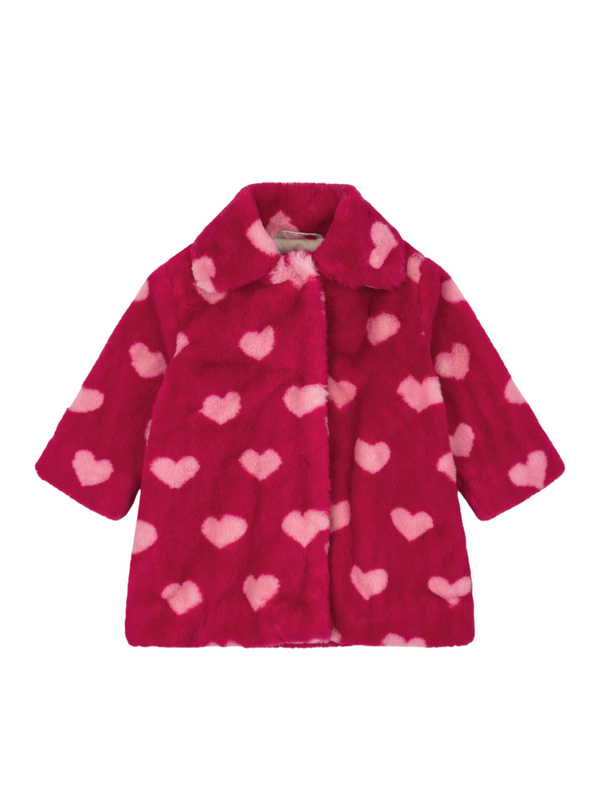 Red Faux Fur Heart Coat Outerwear Konges Sløjd Amour 2Y