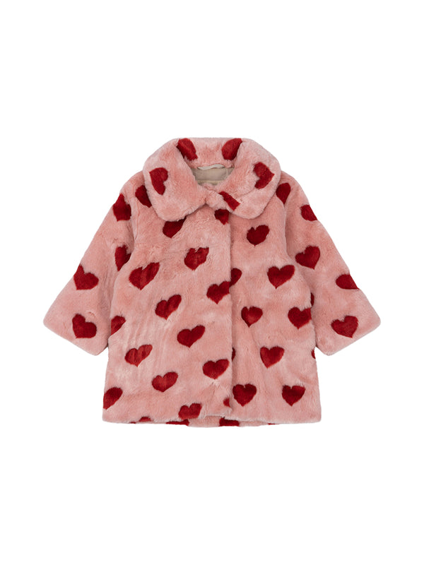 Faux Fur Heart Coat Outerwear Konges Sløjd Ballet Pink 2Y