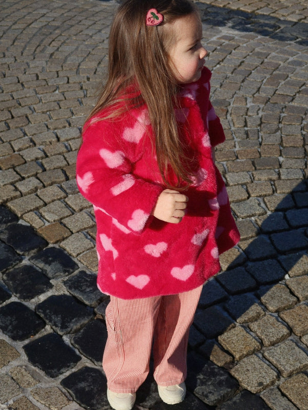 Red Faux Fur Heart Coat Outerwear Konges Sløjd