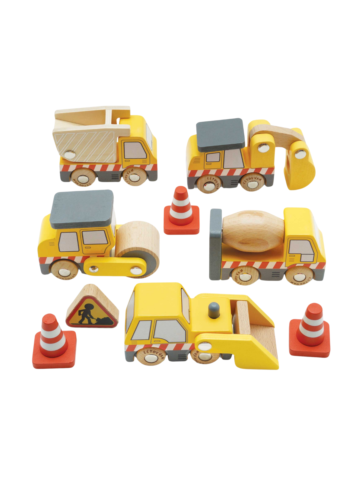 Wooden Construction Toy Cars, Trucks, & Diggers Vehicles Le Toy Van