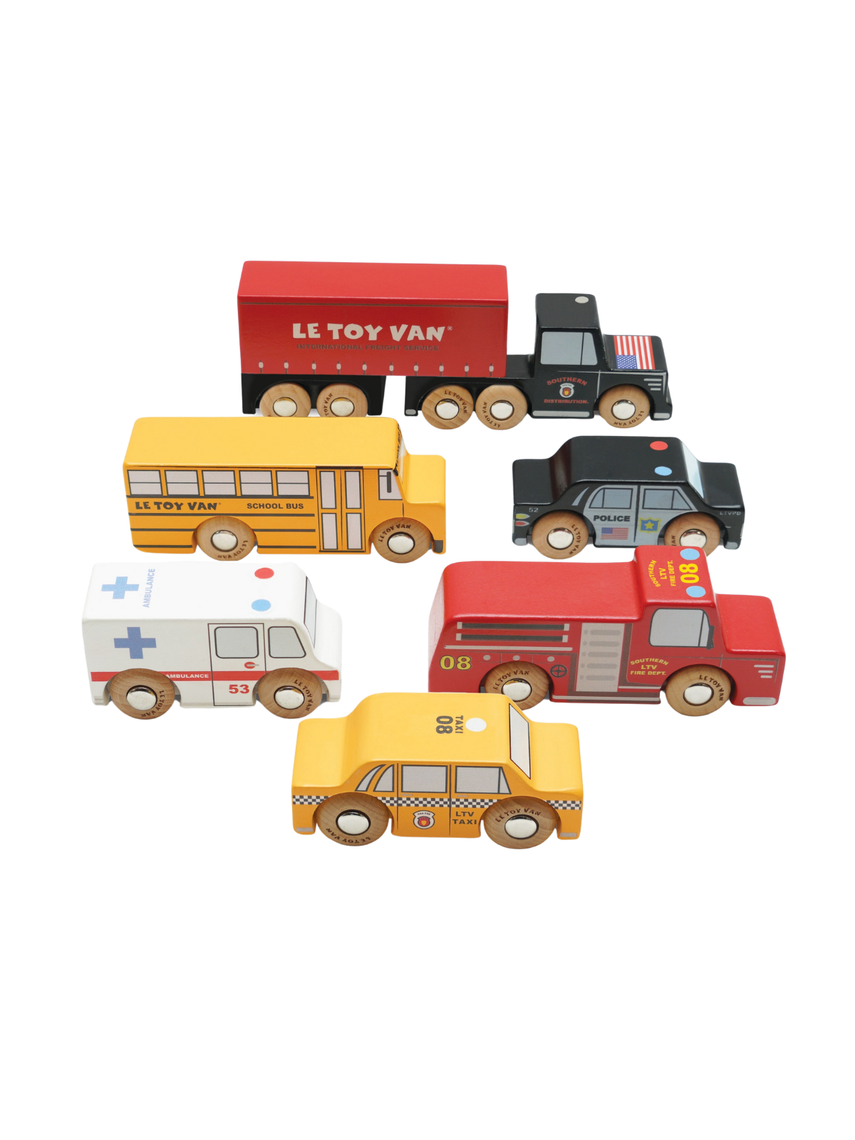 Wooden New York Toy Car Set Vehicles Le Toy Van