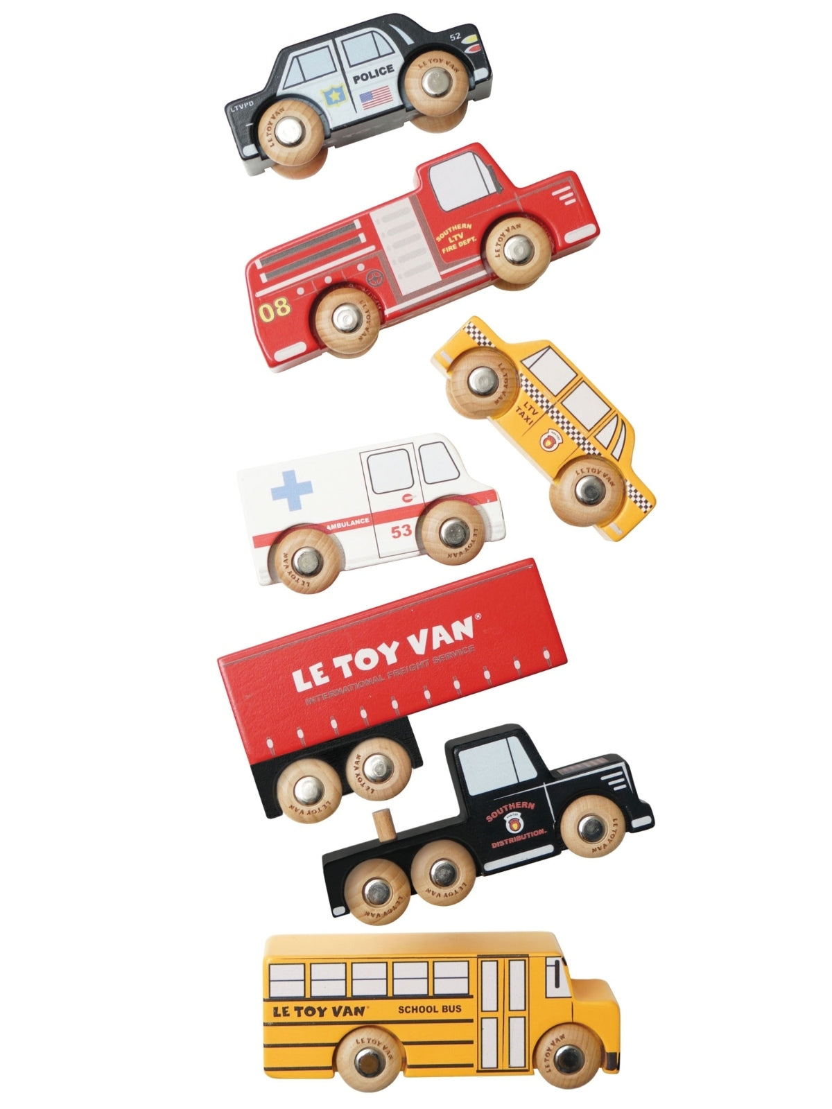 Wooden New York Toy Car Set Vehicles Le Toy Van