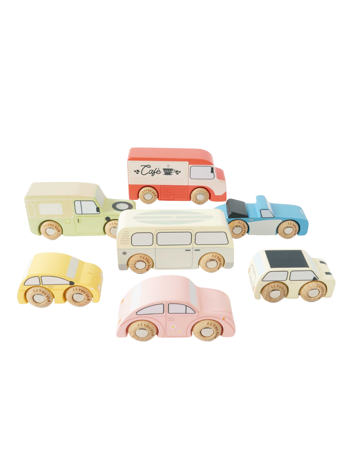 Wooden Vintage Toy Car Set Vehicles Le Toy Van