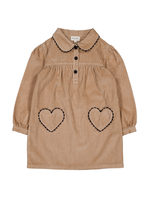 Belinda Corduroy Heart Pocket Dress Dresses Louis Louise Tan 3Y