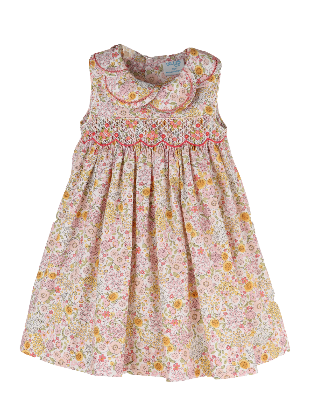 Floral Bouquet Smocked Babydoll Dress Pink Floral Bouquet / 12M Floral Bouquet Smocked Babydoll Dress Pink Floral Bouquet / 12M
