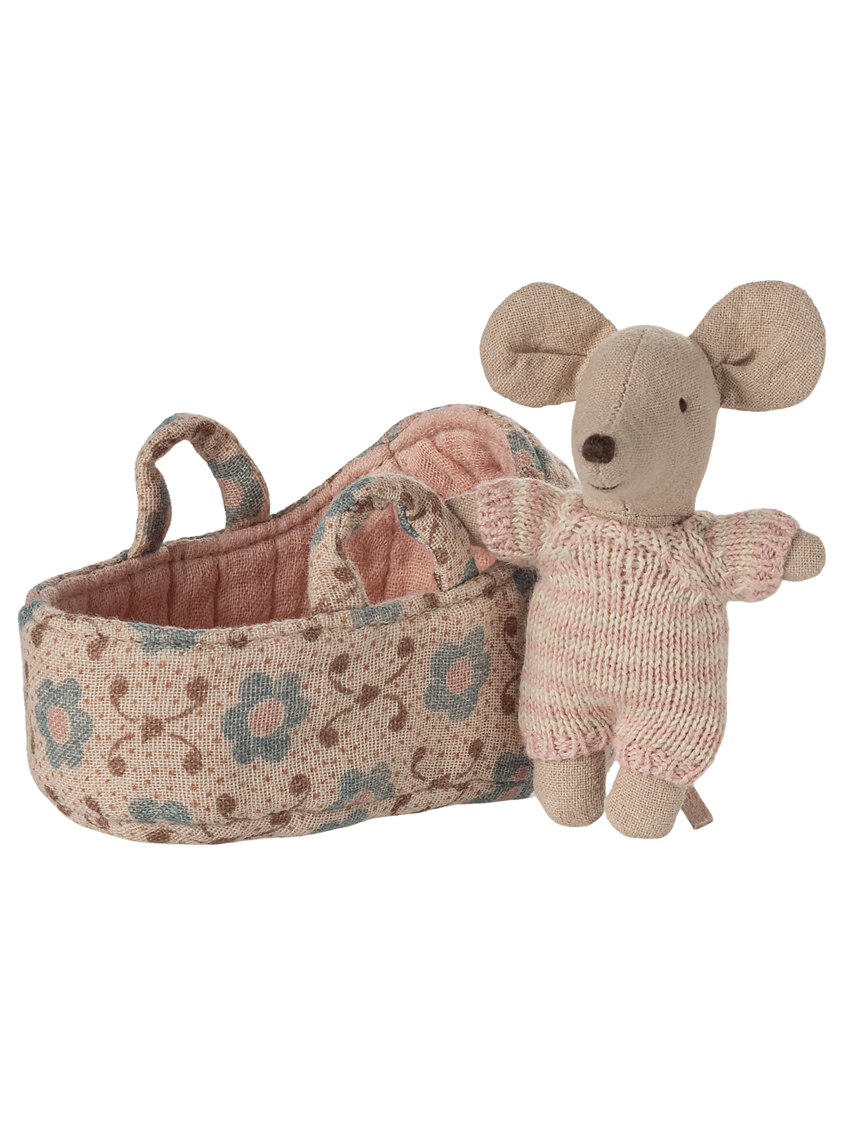 Pink Baby Mouse in Carry Cot Pretend Play Maileg