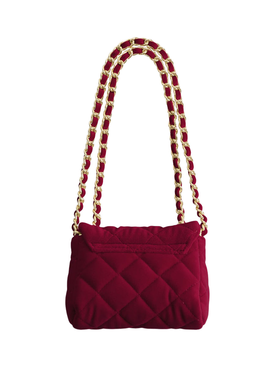 Small Velvet Chain Purse - Scarlet Red Bags Milledeux