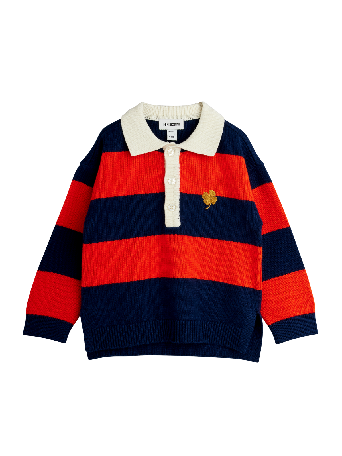 Clover Embroidered Rugby Sweater Sweaters Mini Rodini Red 2-3Y