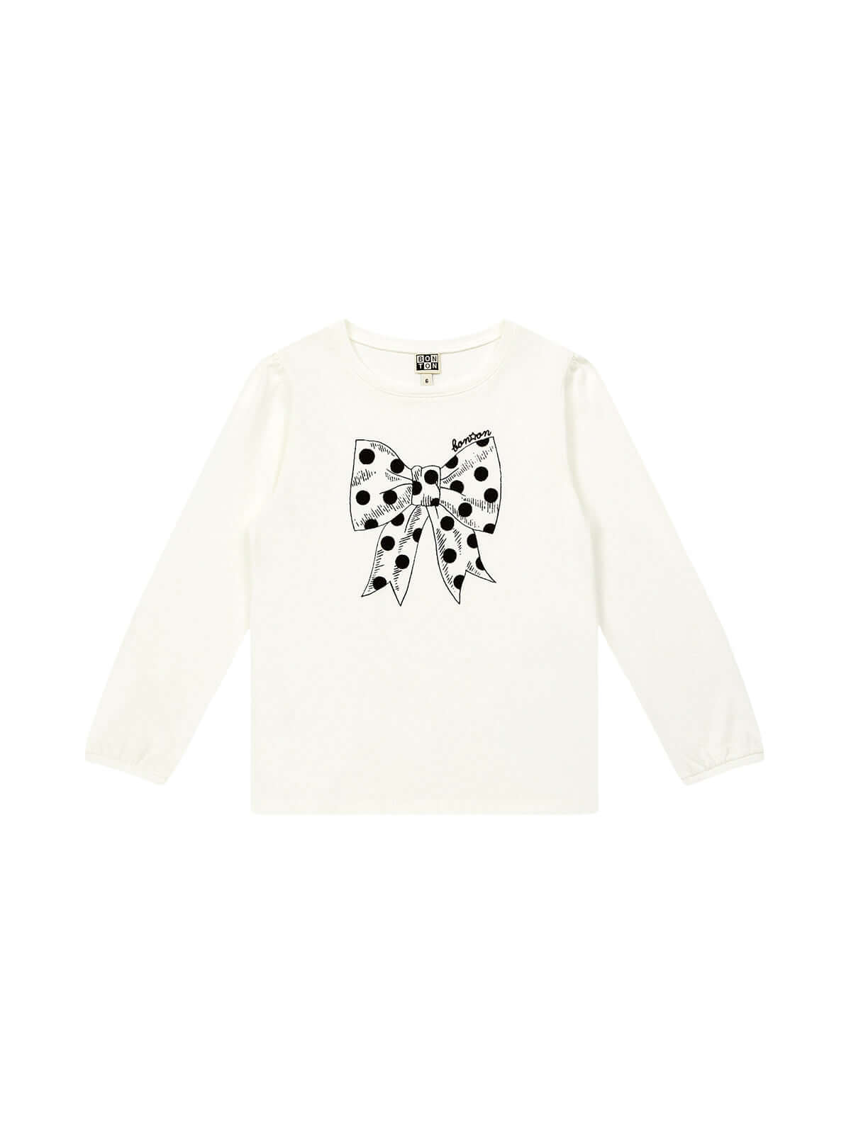 Bow Long Sleeve Tee Tees Bonton Ivory 4Y