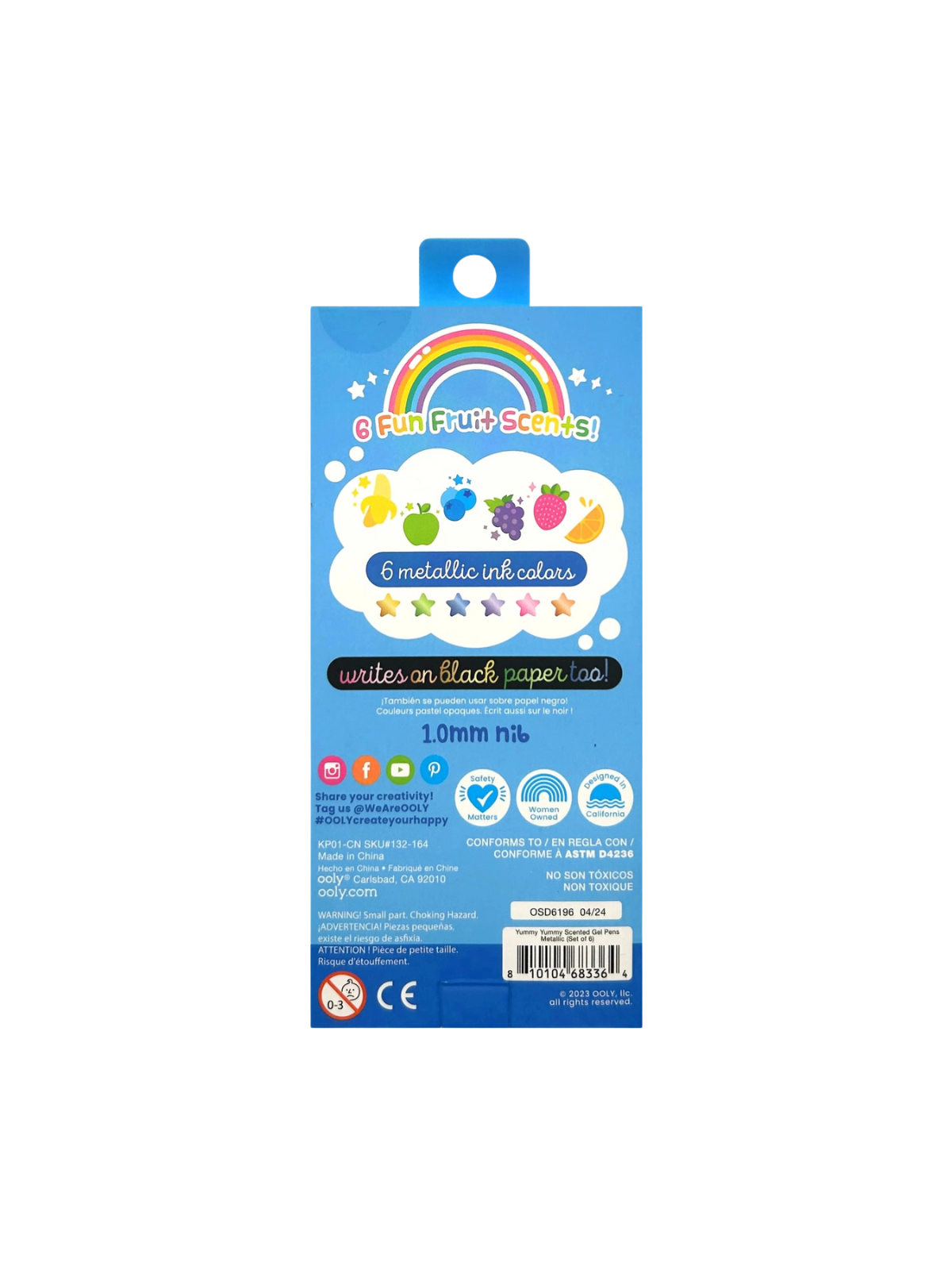 Yummy Yummy Scented Gel Pens Metallic - Set of 6 Arts & Crafts Ooly