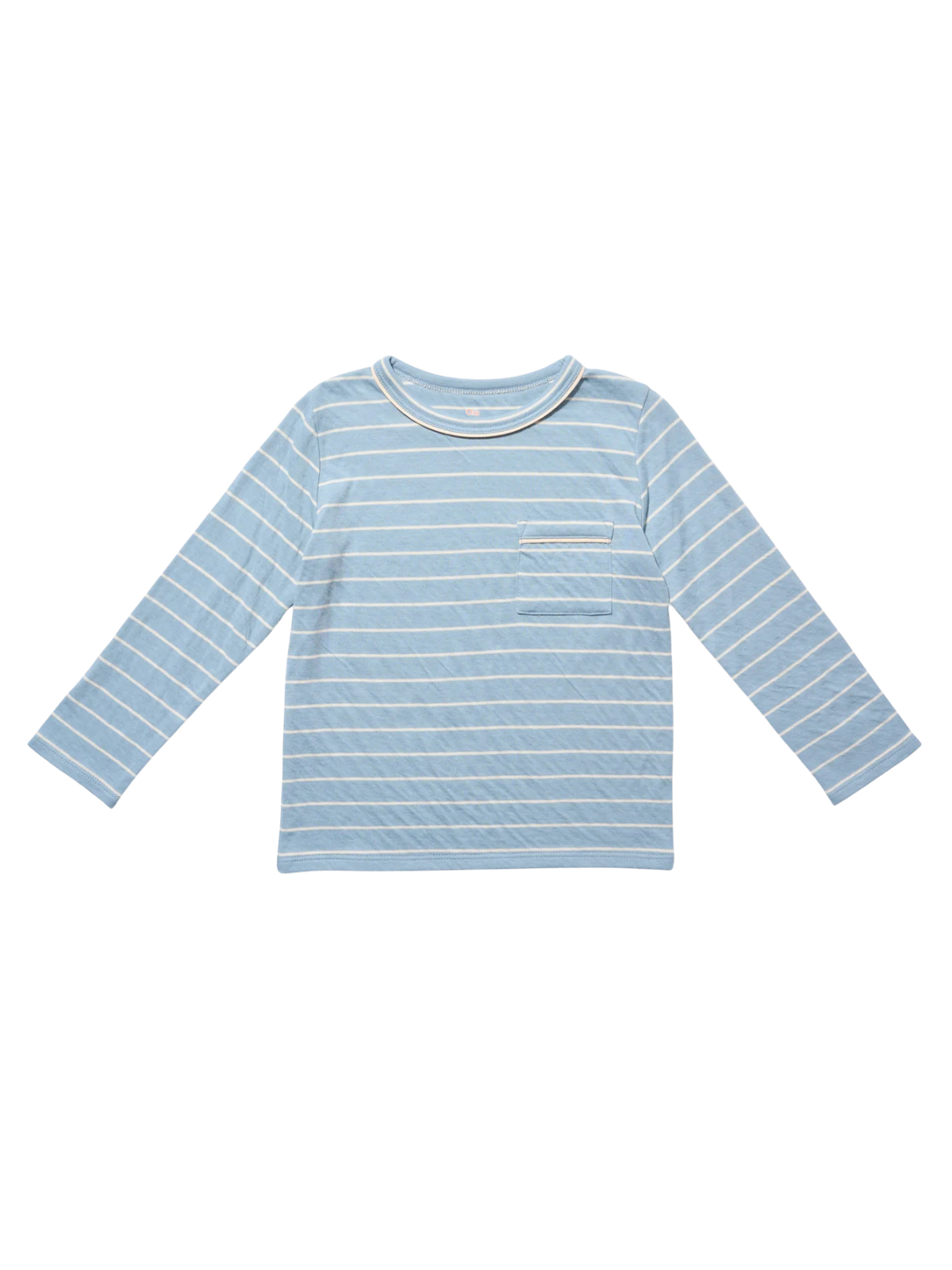 Edward Long Sleeve T-Shirt - Dusty Blue Tops Oso & Me Dusty Blue Fine Stripe 3Y