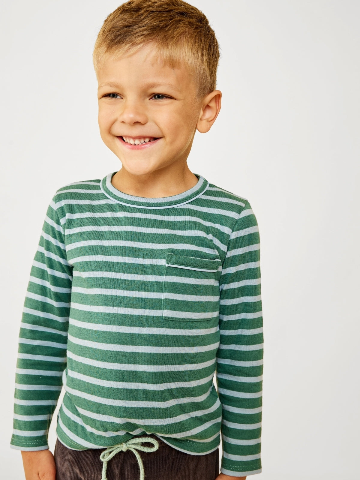 Edward Long Sleeve T-Shirt - Forest Stripe Tops Oso & Me