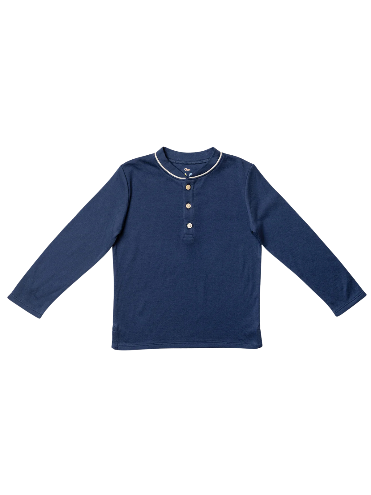 Henley Long Sleeve T-Shirt Tops Oso & Me Navy 3Y