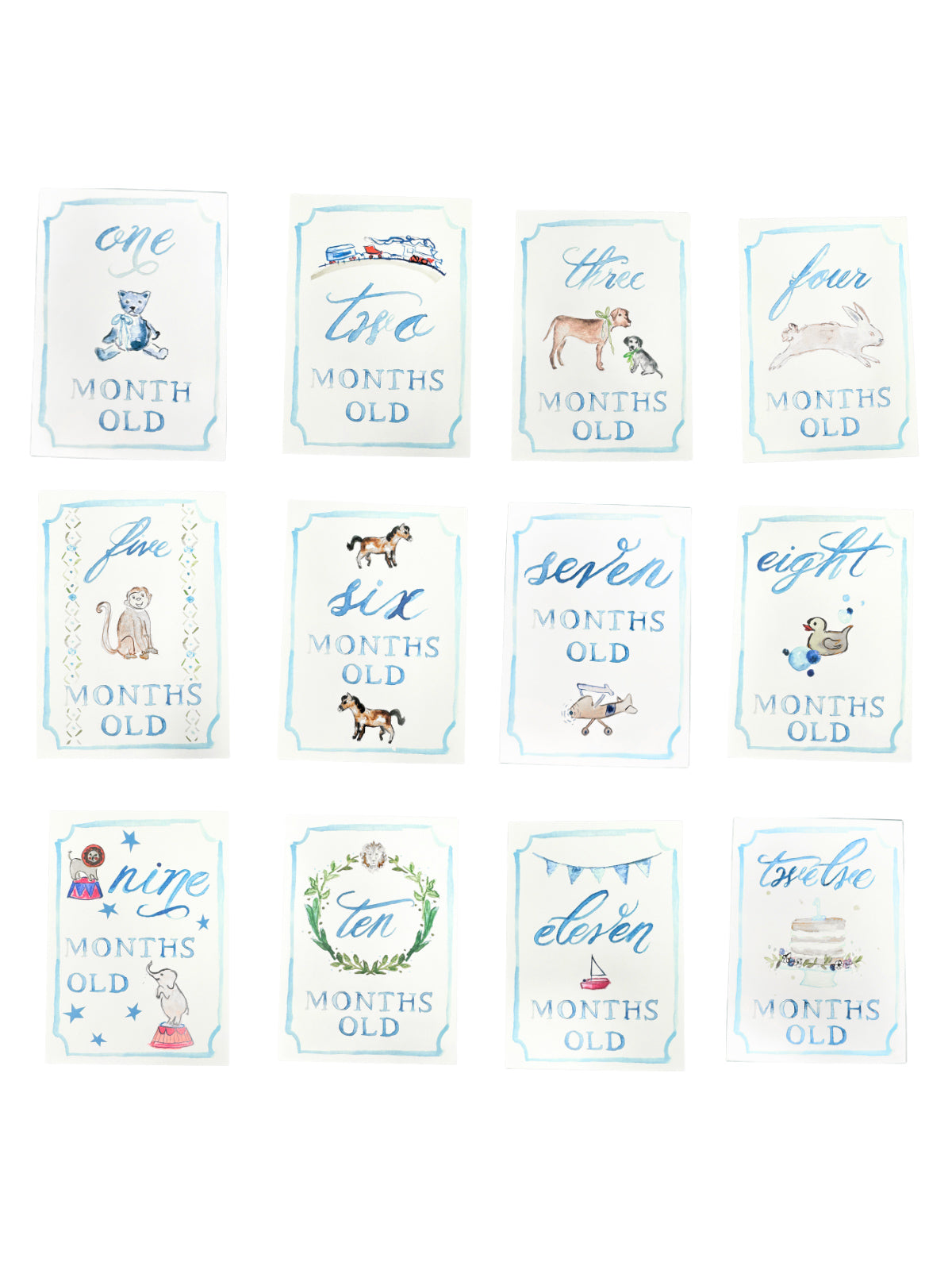 Monthly Milestone Card Set - Blue Party Supplies Over The Moon