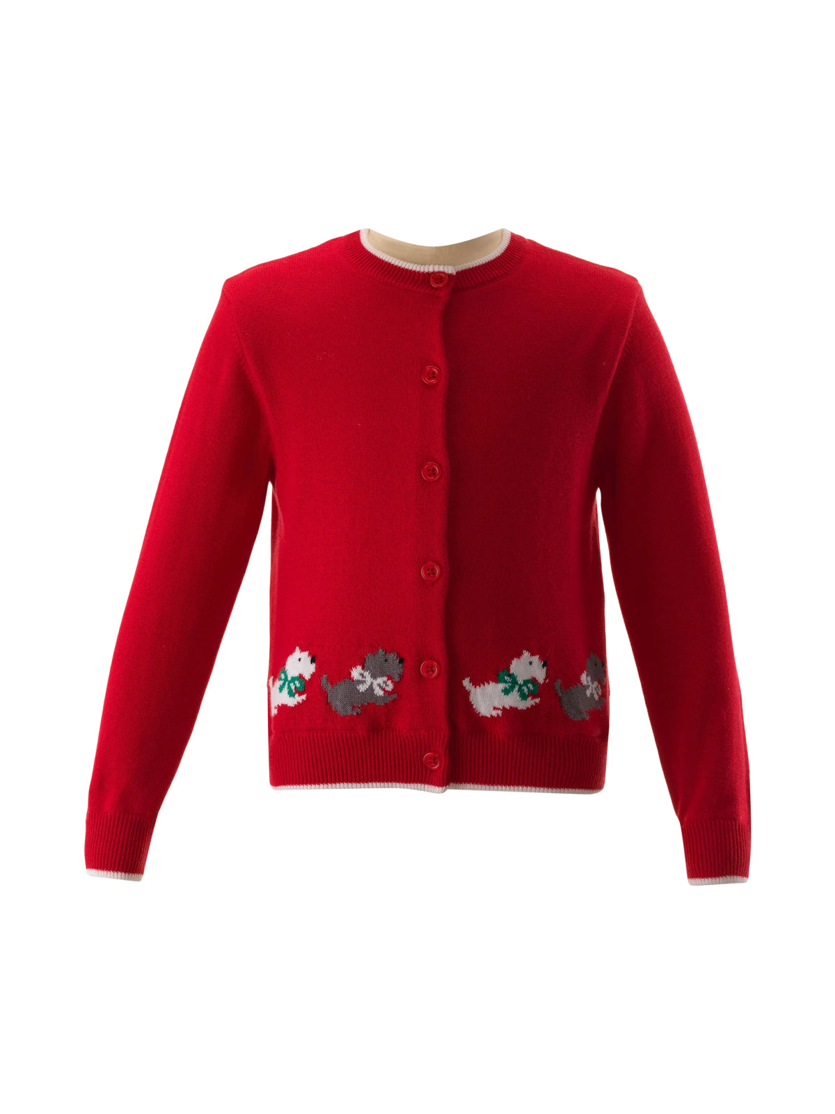 Scottie Dog Intarsia Cardigan Sweaters Rachel Riley Red 12M