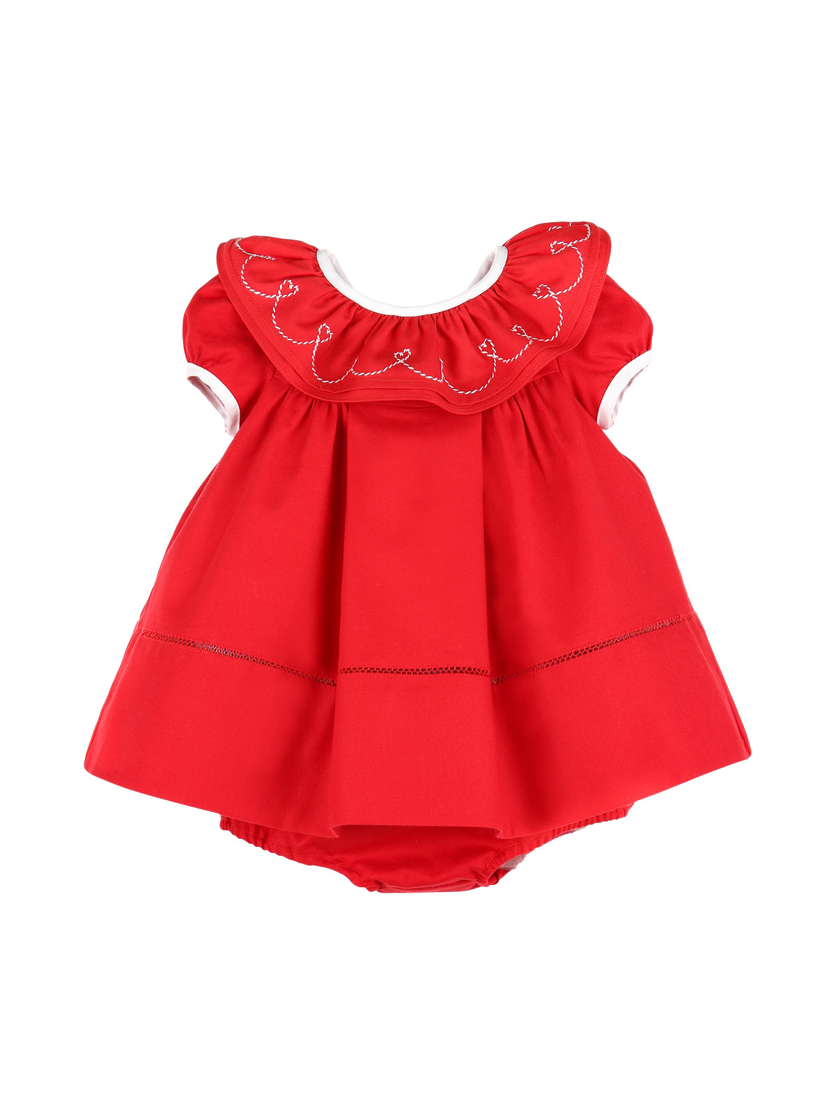 Stitched Collar Red Dress Dresses Sophie & Lucas Red 6M