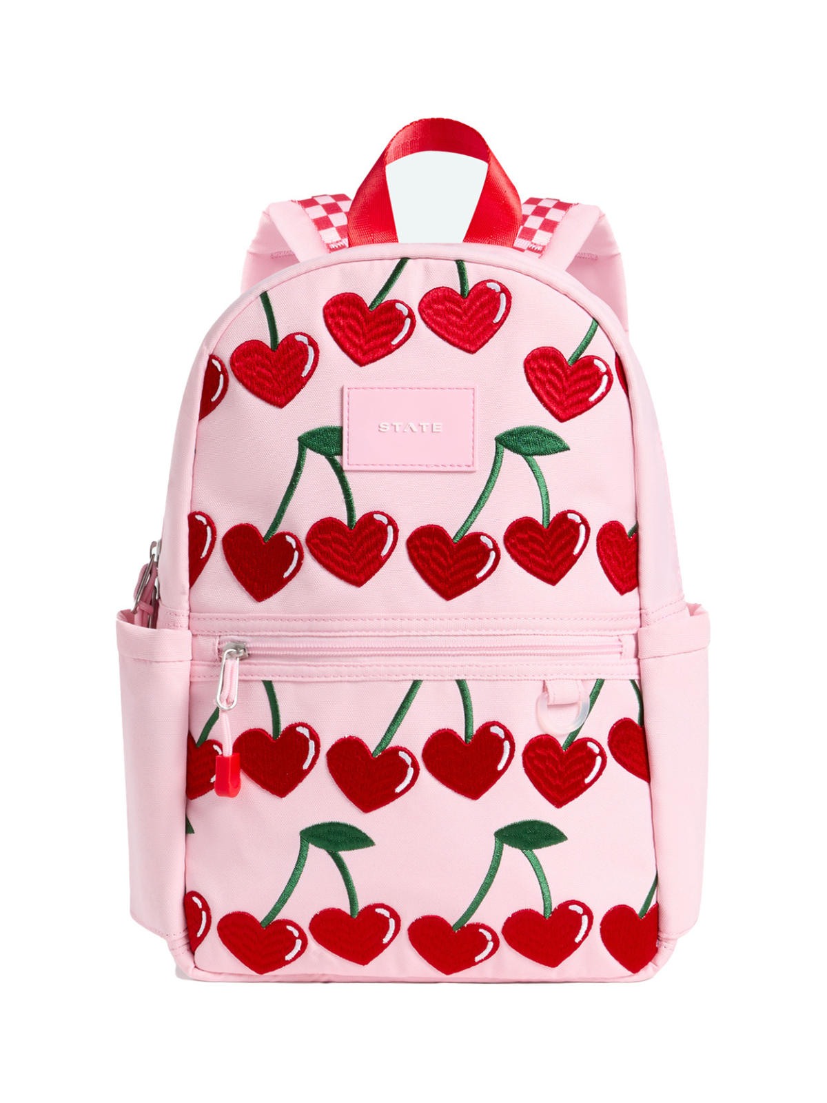 cherry mini backpack Kaut Block Featuring our cherry check print on our natural hue Kane Double Pocket Backpack Cherries