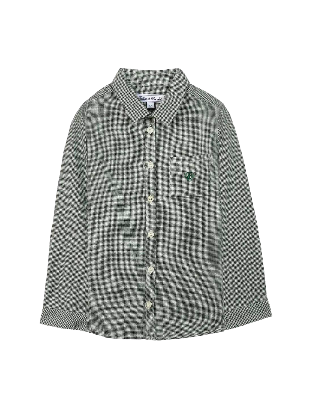 Mini Houndstooth Shirt Tops Tartine et Chocolat Green Houndstooth 3Y