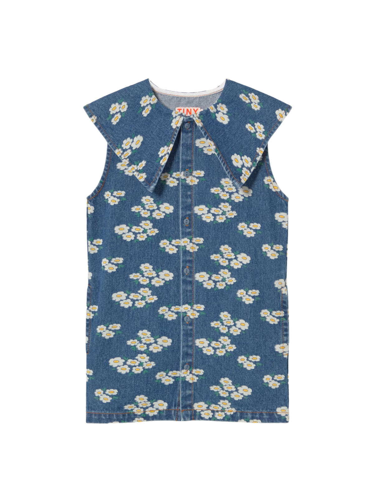 tiny cottons denim dress Blossoms floral denim shirt dress in blue - Tinycottons
