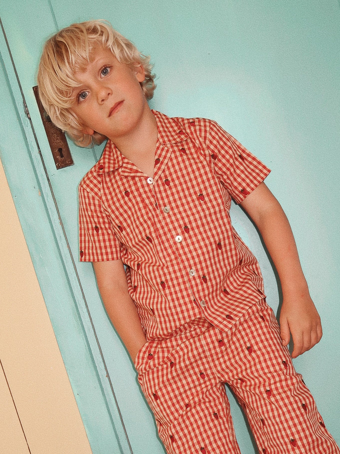 floss strawberry button up shirt