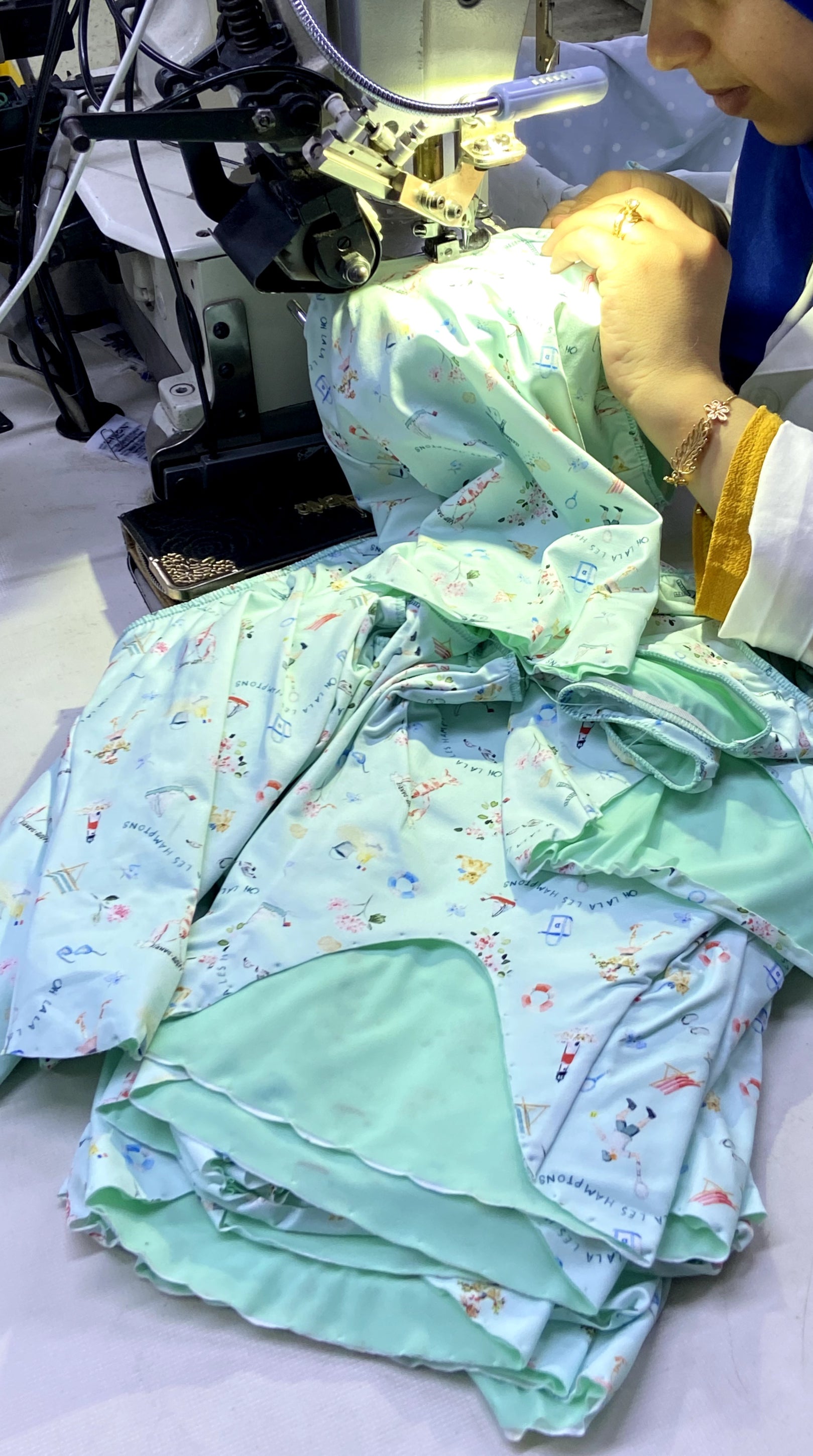 bathing suits being made in factory