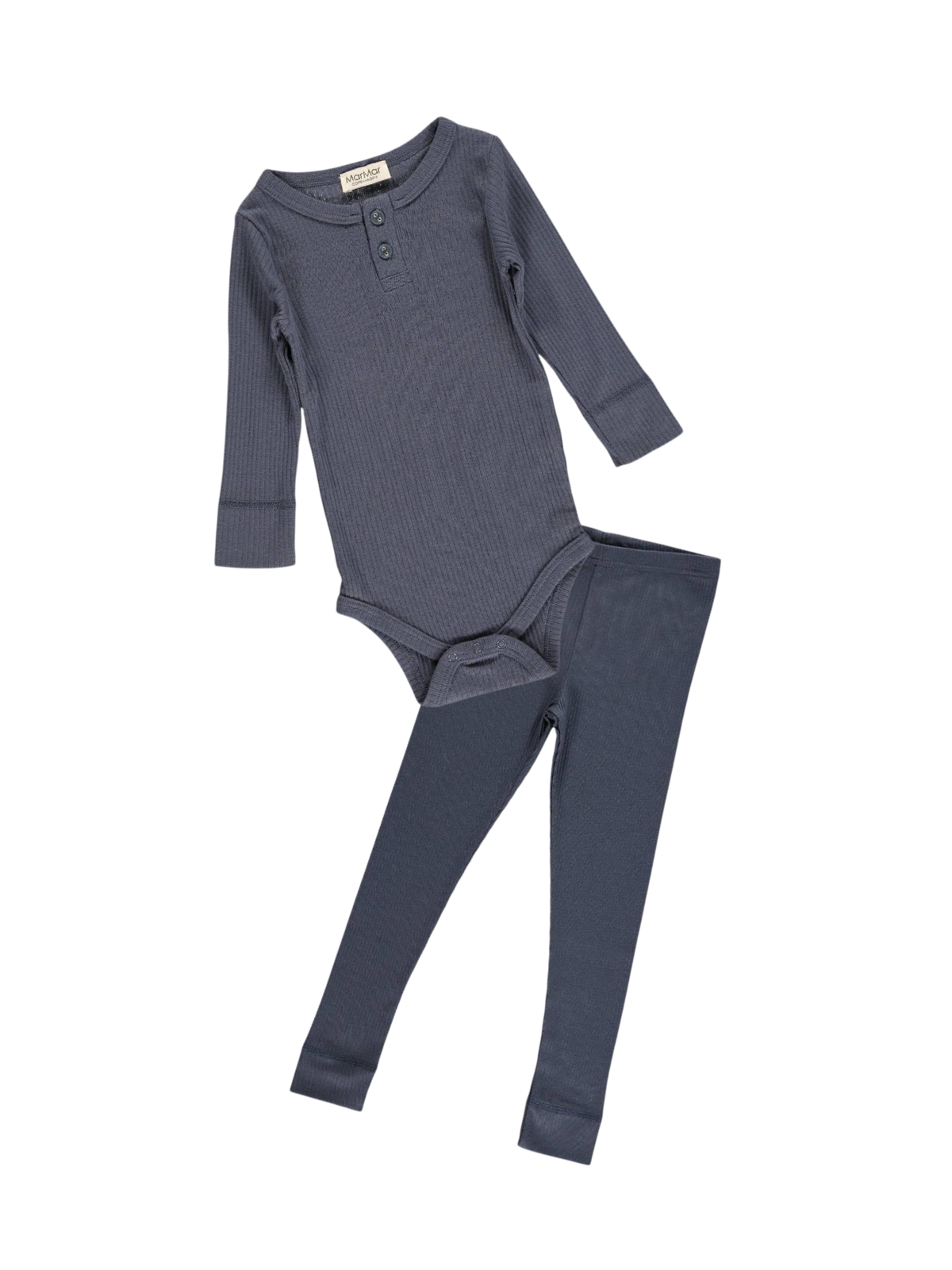 Basic Rib Henley Bodysuit & Leggings Set Sets Marmar Copenhagen Midnight Blue 2M