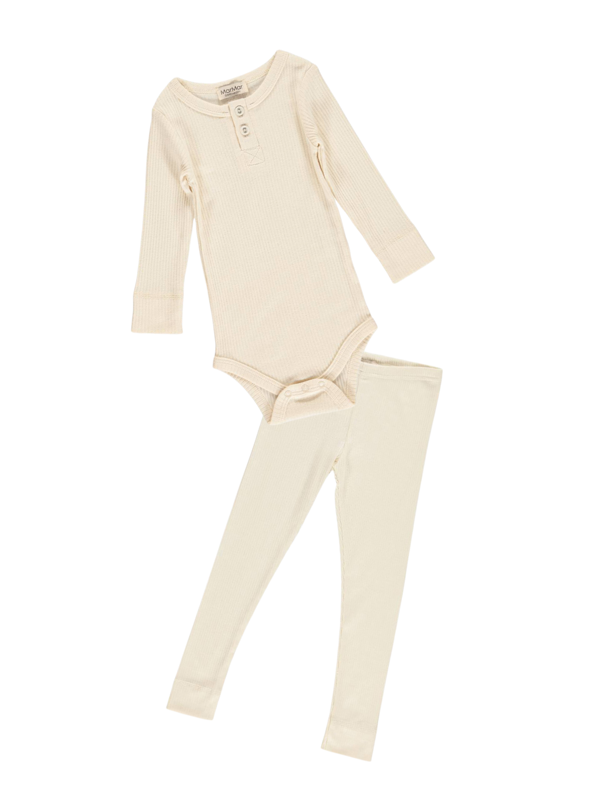 Basic Rib Henley Bodysuit & Leggings Set Sets Marmar Copenhagen Off White 2M