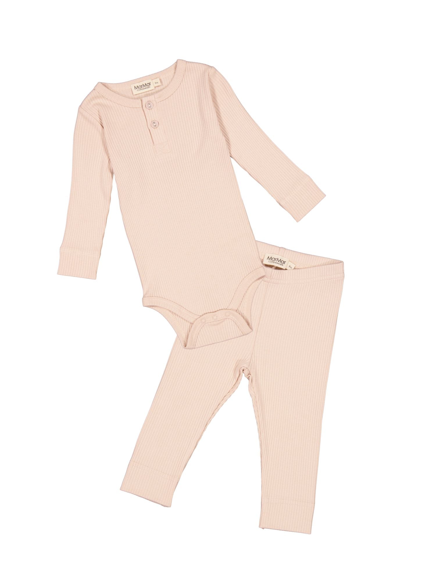 Basic Rib Henley Bodysuit & Leggings Set Sets Marmar Copenhagen Rose Moon 2M